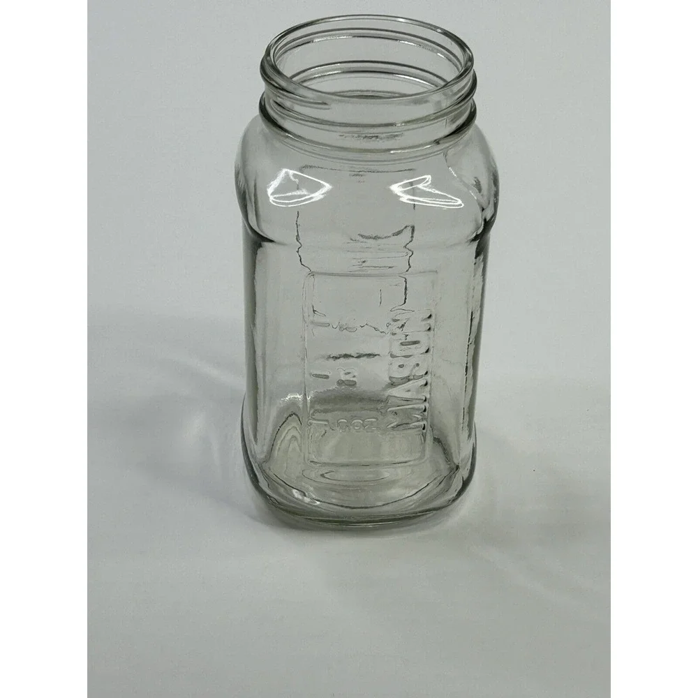 Vintage Embossed Tomatoes Design Square Clear Glass Mason Jar